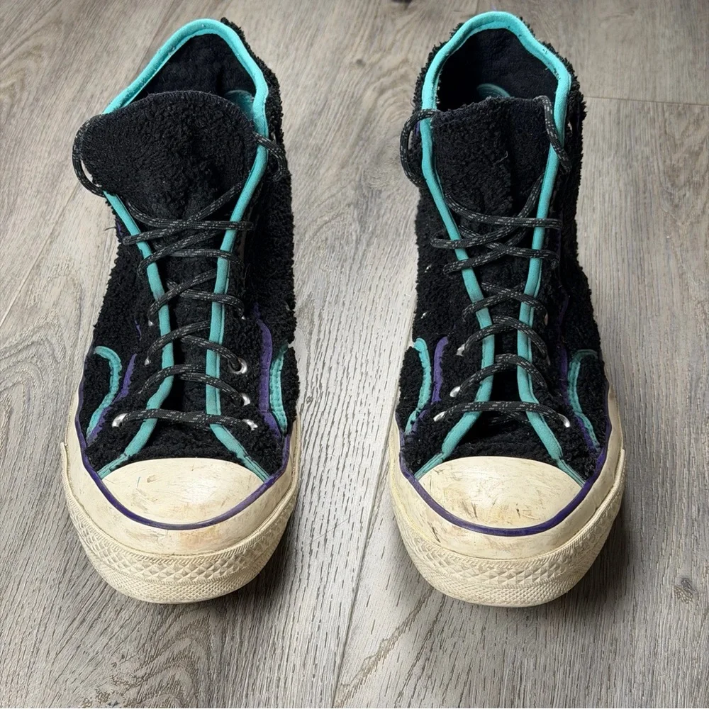 Converse Chuck Taylor All Star Shoes Mens Size 11.5 Black Fuzzy Terry High Top - Picture 2 of 11